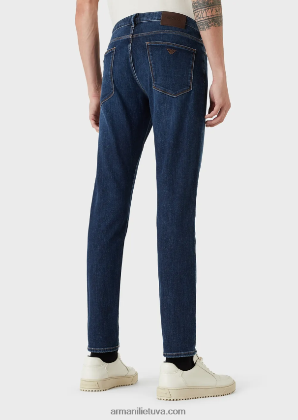 vyrų džinsinio audinio Armani j06 ploni skalbti ruoželiniai komforto džinsai 02482X1179