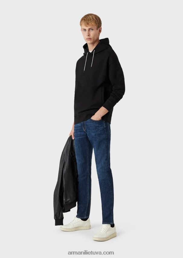 vyrų džinsinio audinio Armani j06 ploni skalbti ruoželiniai komforto džinsai 02482X1179