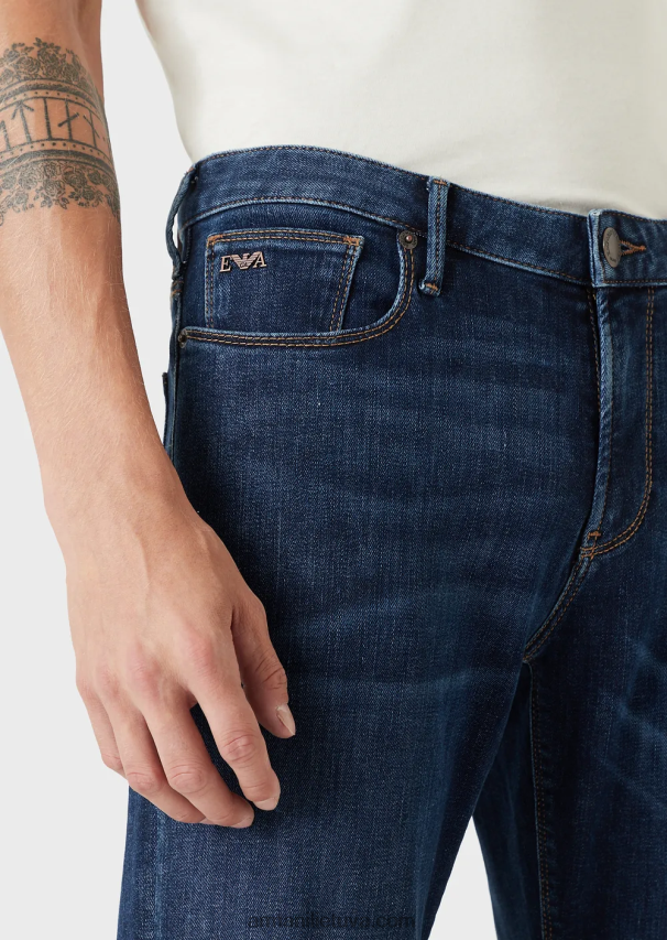 vyrų džinsinio audinio Armani j06 ploni skalbti ruoželiniai komforto džinsai 02482X1179