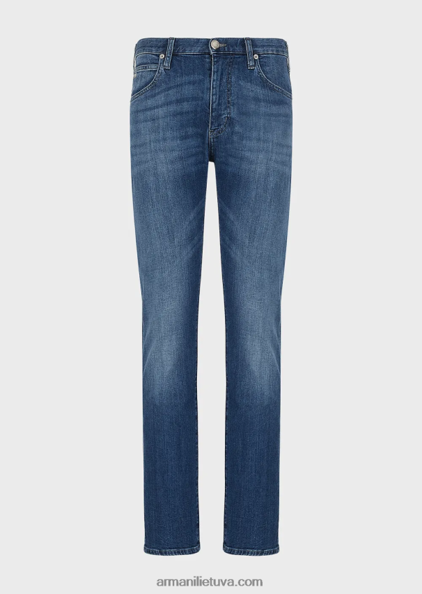 vyrų džinsinio audinio Armani j45 įprasto kirpimo džinsai iš melanžinio ruoželinio komforto džinso 02482X1201