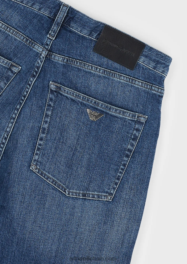 vyrų džinsinio audinio Armani j45 įprasto kirpimo džinsai iš melanžinio ruoželinio komforto džinso 02482X1201