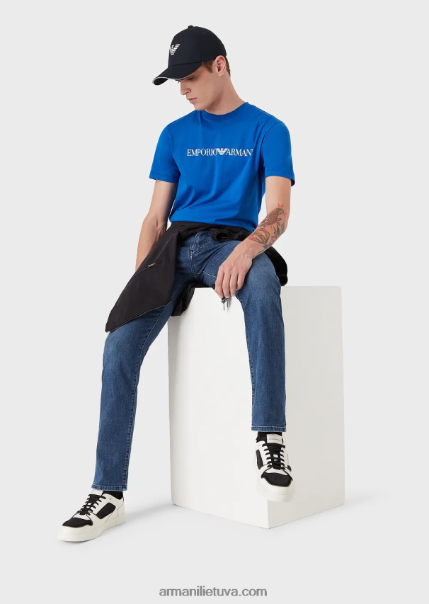 vyrų džinsinio audinio Armani j45 įprasto kirpimo šviesiai skalbti džinsai 02482X1203