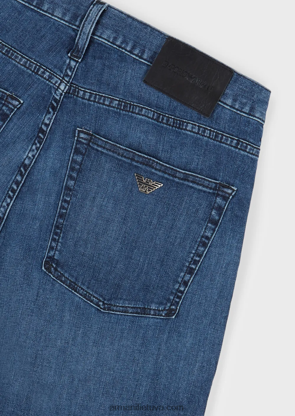 vyrų džinsinio audinio Armani j45 įprasto kirpimo šviesiai skalbti džinsai 02482X1203