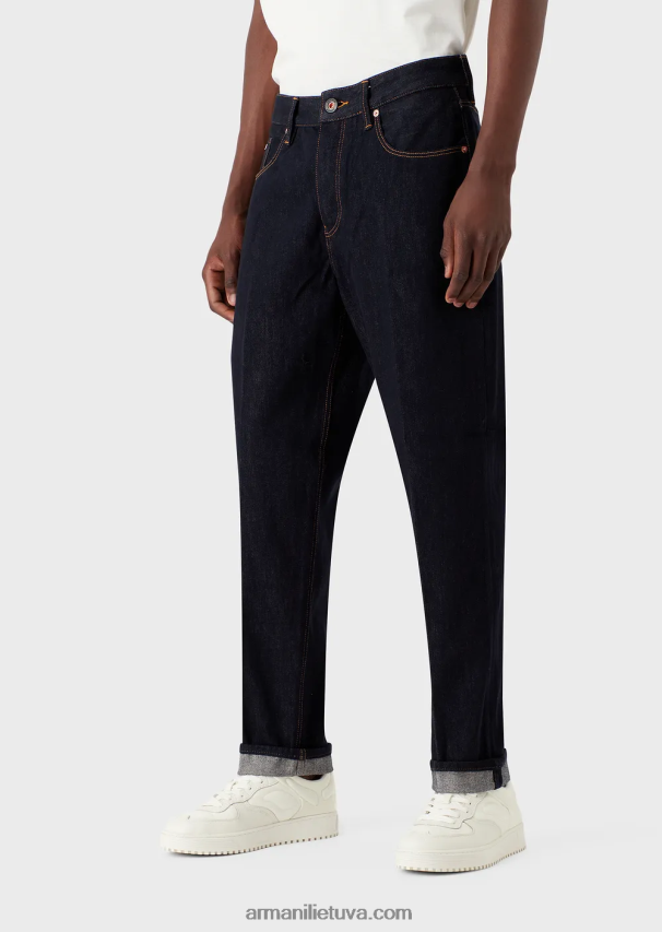vyrų džinsinio audinio Armani j72 laisvi reaktyvūs mėlyni džinsai 02482X1148