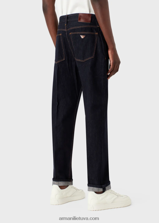 vyrų džinsinio audinio Armani j72 laisvi reaktyvūs mėlyni džinsai 02482X1148