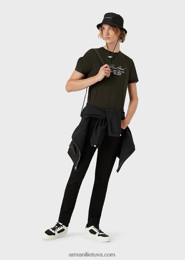 vyrų juoda 1 Armani j11 itin patogūs džinsiniai siauri džinsai 02482X1198