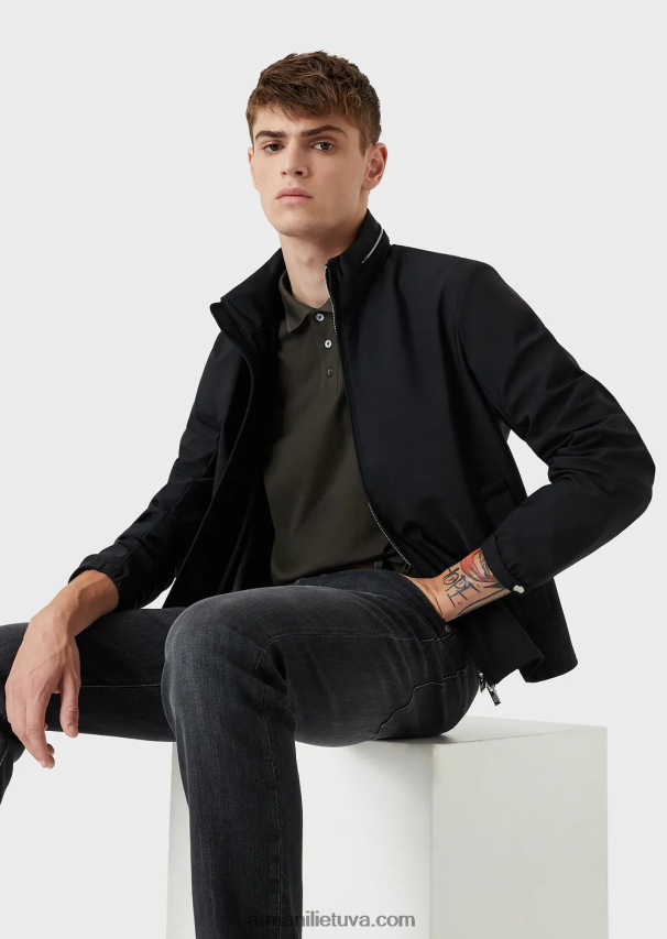 vyrų juodas Armani j06 ploni ruoželinio melanžo džinsai iš patogaus džinsinio audinio 02482X1181