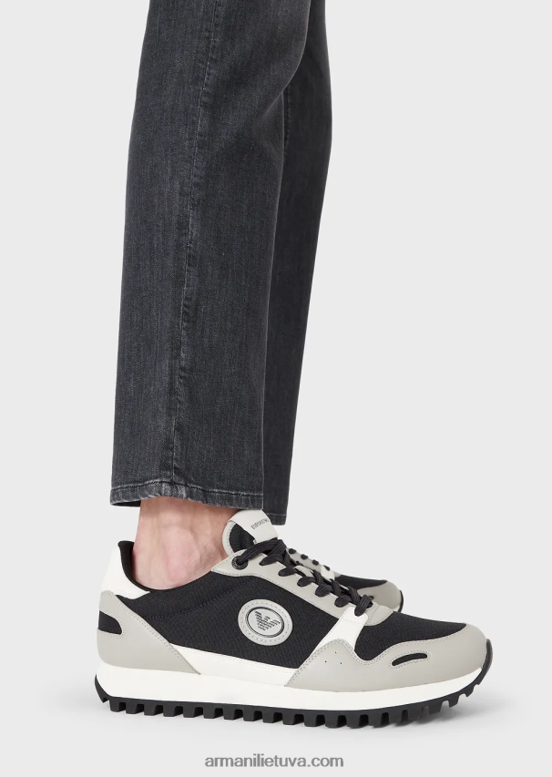 vyrų juodas Armani j06 ploni ruoželinio melanžo džinsai iš patogaus džinsinio audinio 02482X1185