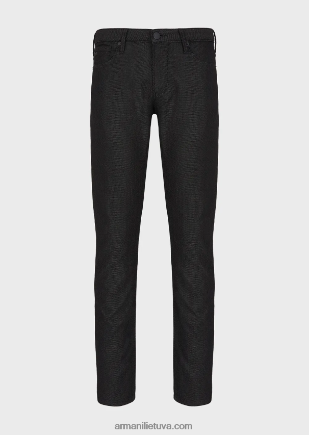 vyrų juodas Armani j06 plonos, medvilnės mišinio šarvuotos kelnės 02482X1191
