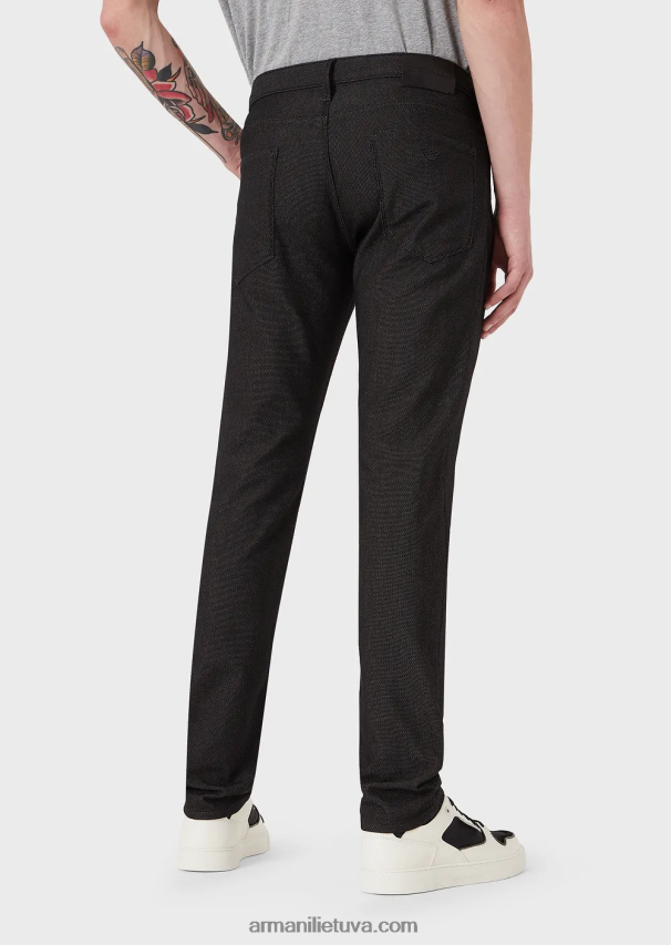 vyrų juodas Armani j06 plonos, medvilnės mišinio šarvuotos kelnės 02482X1191