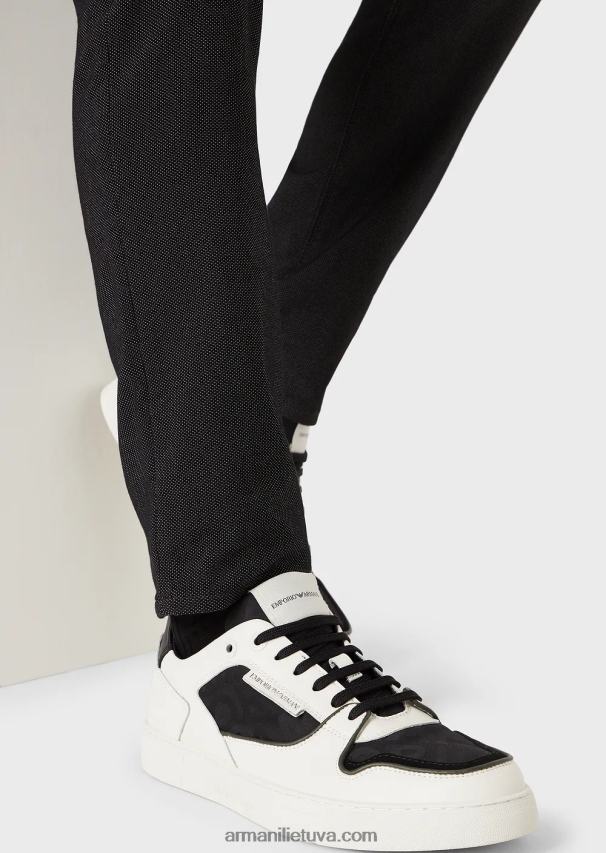 vyrų juodas Armani j06 plonos, medvilnės mišinio šarvuotos kelnės 02482X1191