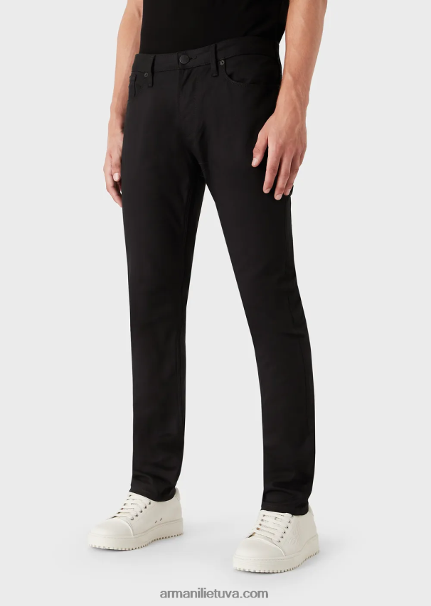 vyrų juodas Armani j06 siauri tamprūs džinsai 02482X1192