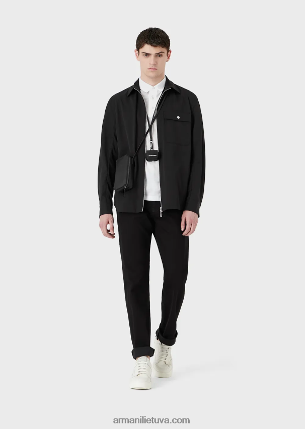 vyrų juodas Armani j21 įprasto prigludimo komfortiški džinsiniai ruoželiniai džinsai 02482X1212