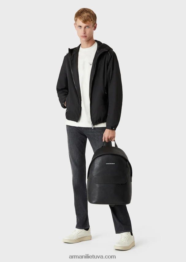 vyrų juodas Armani j45 įprasto kirpimo džinsai iš melanžinio ruoželinio komforto džinso 02482X1202