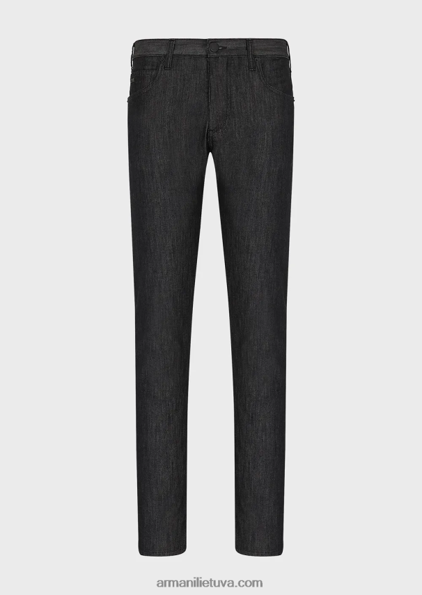 vyrų juodas Armani j45 įprasto kirpimo šviesiai skalbti džinsai 02482X1205