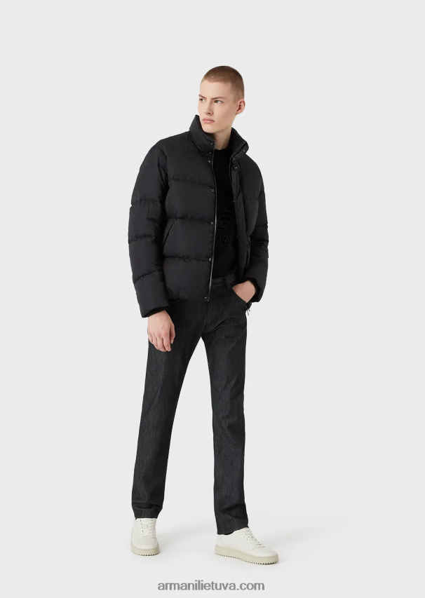 vyrų juodas Armani j45 įprasto kirpimo šviesiai skalbti džinsai 02482X1205