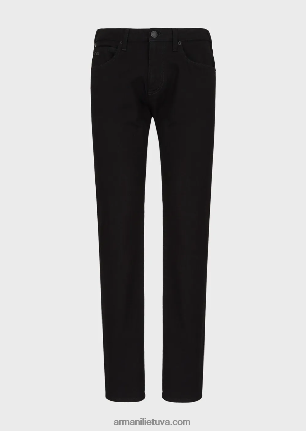vyrų juodas Armani j45 įprasto prigludimo komfortiški džinsiniai ruoželiniai džinsai 02482X1208