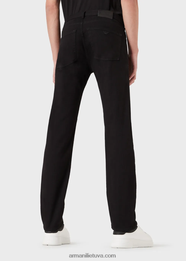vyrų juodas Armani j45 įprasto prigludimo komfortiški džinsiniai ruoželiniai džinsai 02482X1208