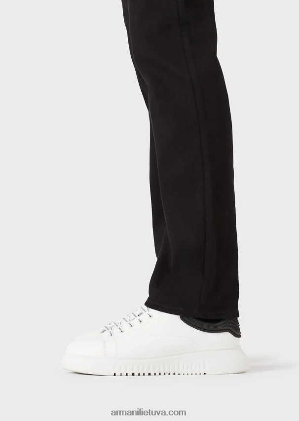 vyrų juodas Armani j45 įprasto prigludimo komfortiški džinsiniai ruoželiniai džinsai 02482X1208