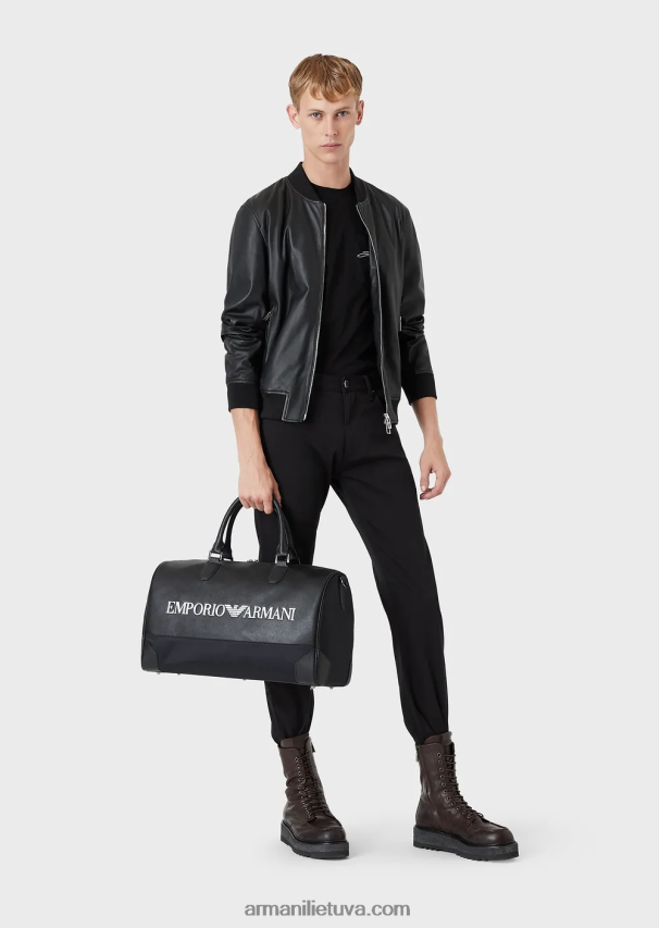 vyrų juodas Armani j45 įprasto prigludimo tempimo gabardino džinsai 02482X1209