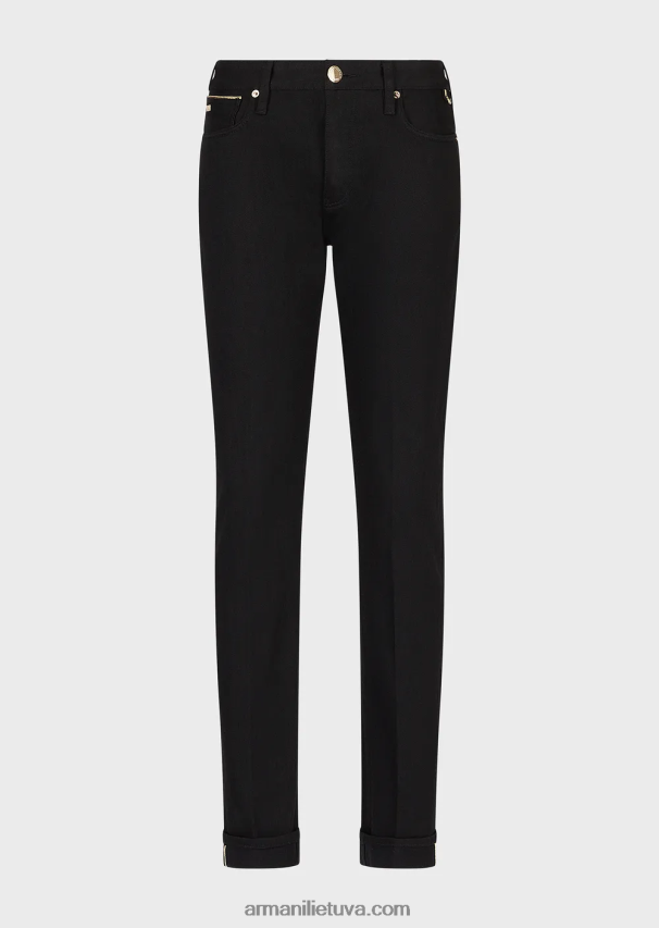 vyrų juodas Armani j75 ploni džinsai su aukso spalvos detalėmis 02482X1168