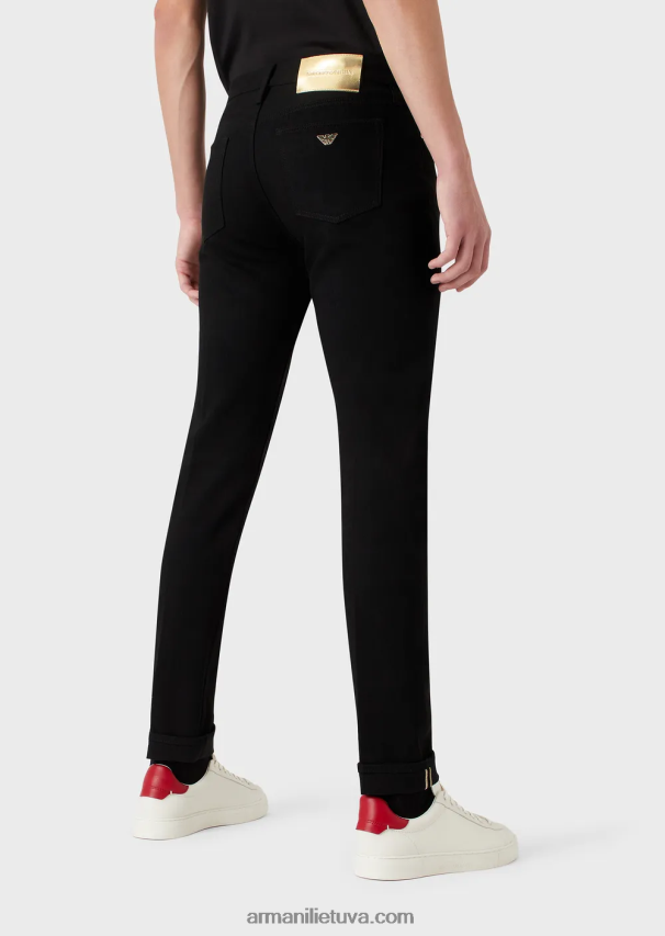 vyrų juodas Armani j75 ploni džinsai su aukso spalvos detalėmis 02482X1168