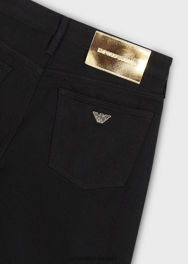 vyrų juodas Armani j75 ploni džinsai su aukso spalvos detalėmis 02482X1168