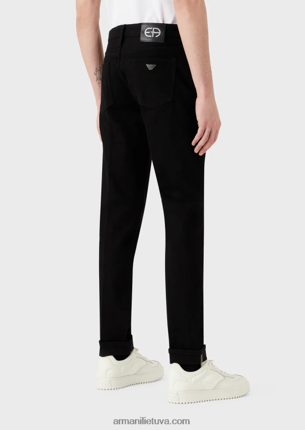 vyrų juodas Armani j75 ploni, juodi džinsiniai džinsai 02482X1171