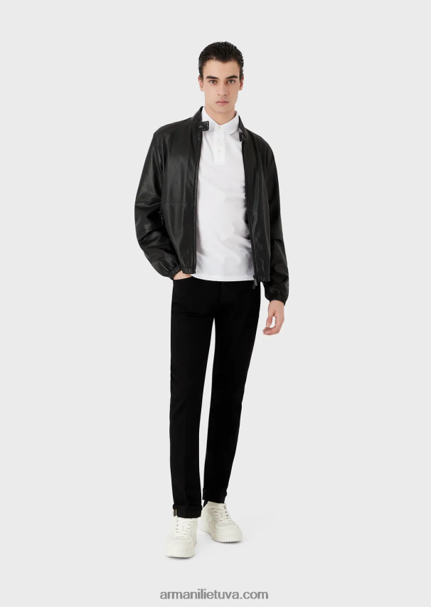 vyrų juodas Armani j75 ploni, juodi džinsiniai džinsai 02482X1171