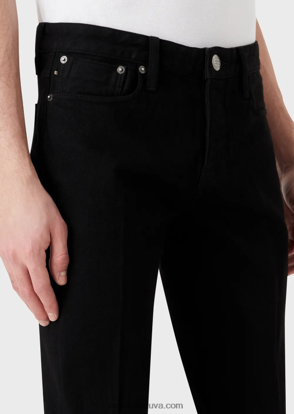 vyrų juodas Armani j75 ploni, juodi džinsiniai džinsai 02482X1171