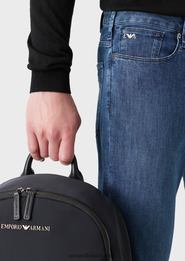 vyrų mėlyna Armani j06 ploni ruoželinio melanžo džinsai iš patogaus džinsinio audinio 02482X1184
