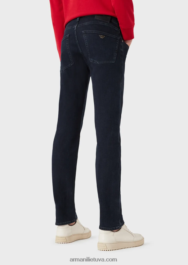 vyrų mėlyna Armani j45 įprasto prigludimo komfortiški džinsiniai ruoželiniai džinsai 02482X1207