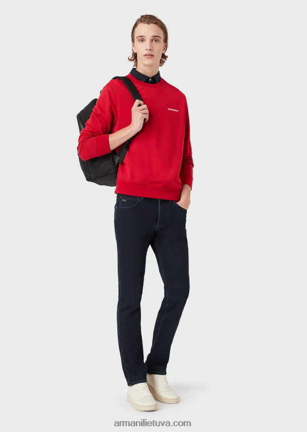 vyrų mėlyna Armani j45 įprasto prigludimo komfortiški džinsiniai ruoželiniai džinsai 02482X1207