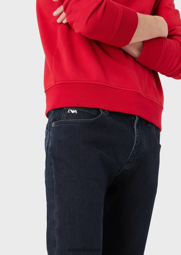 vyrų mėlyna Armani j45 įprasto prigludimo komfortiški džinsiniai ruoželiniai džinsai 02482X1207