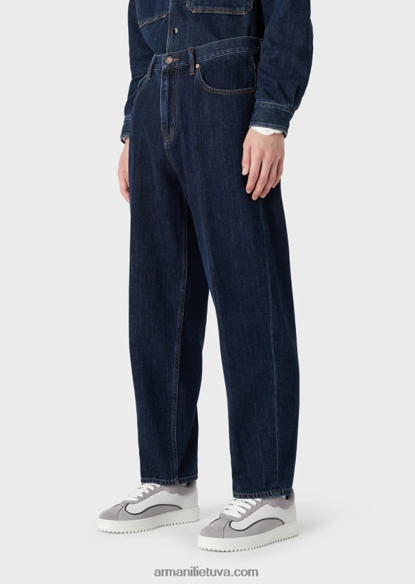 vyrų mėlyna Armani j73 laisvi kanapių mišinio džinsai 02482X1149