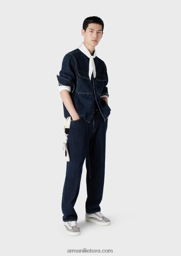 vyrų mėlyna Armani j73 laisvi kanapių mišinio džinsai 02482X1149