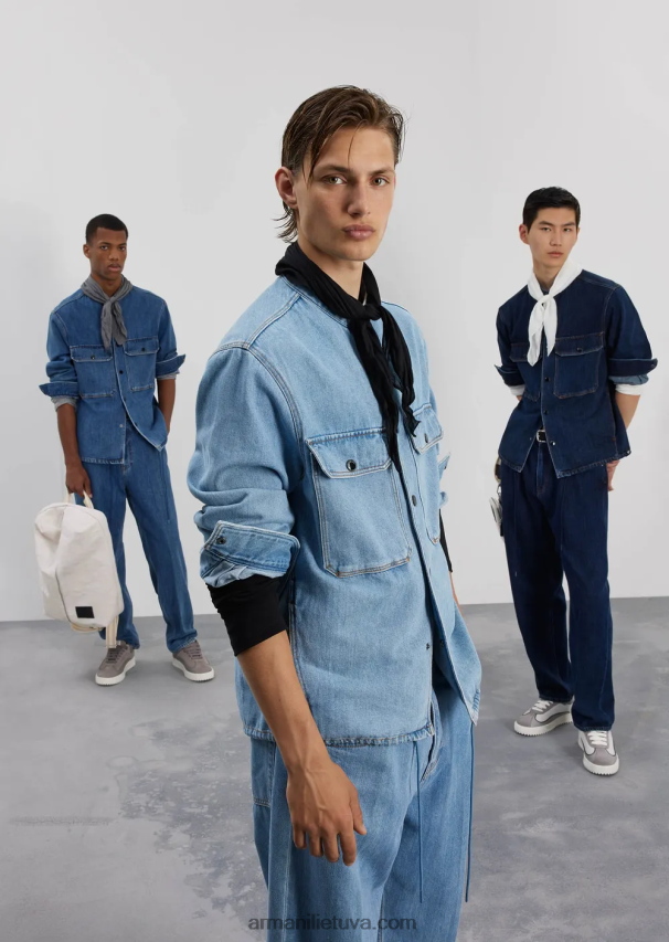 vyrų mėlyna Armani j73 laisvi kanapių mišinio džinsai 02482X1149