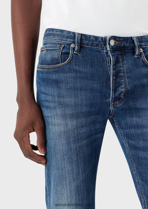 vyrų mėlyna Armani j75 ploni dėvimi ekologiški džinsai 02482X1164