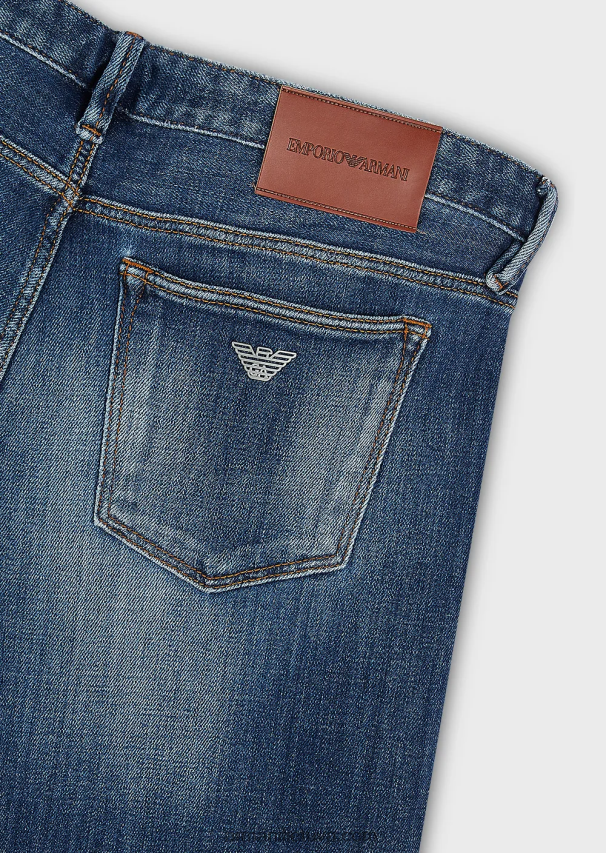 vyrų mėlyna Armani j75 ploni dėvimi ekologiški džinsai 02482X1164