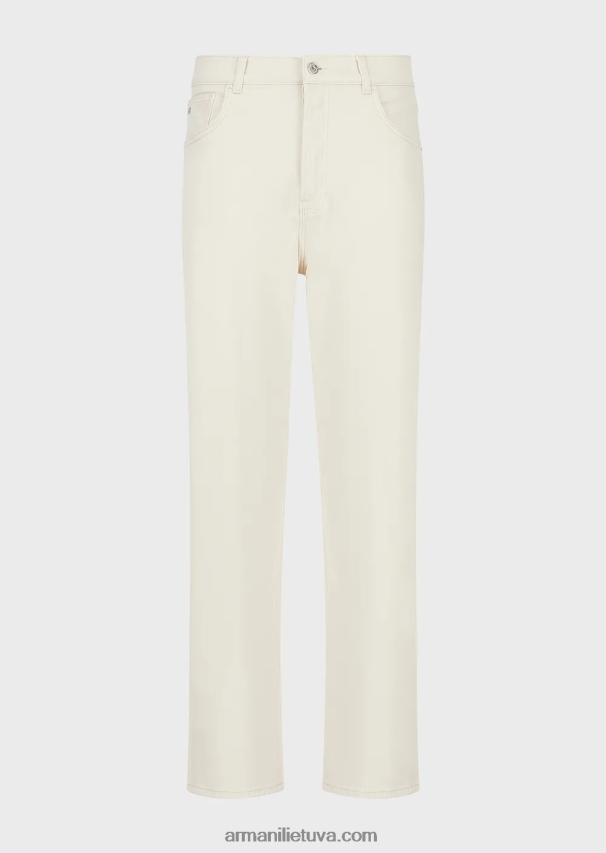 vyrų pieno baltumo Armani j74 laisvi, švelniai dažyti džinsiniai džinsai 02482X1151