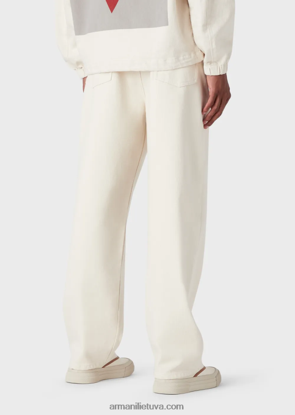 vyrų pieno baltumo Armani j74 laisvi, švelniai dažyti džinsiniai džinsai 02482X1151