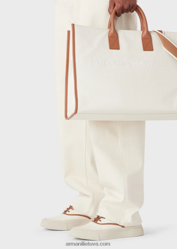 vyrų pieno baltumo Armani j74 laisvi, švelniai dažyti džinsiniai džinsai 02482X1151