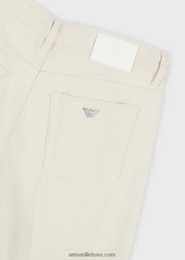 vyrų pieno baltumo Armani j74 laisvi, švelniai dažyti džinsiniai džinsai 02482X1151