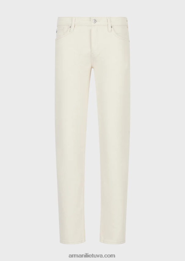 vyrų pieno baltumo Armani j75 ploni, švelniai dažyti džinsiniai džinsai 02482X1172