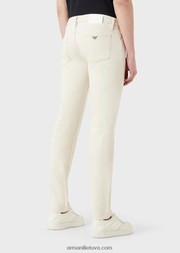 vyrų pieno baltumo Armani j75 ploni, švelniai dažyti džinsiniai džinsai 02482X1172