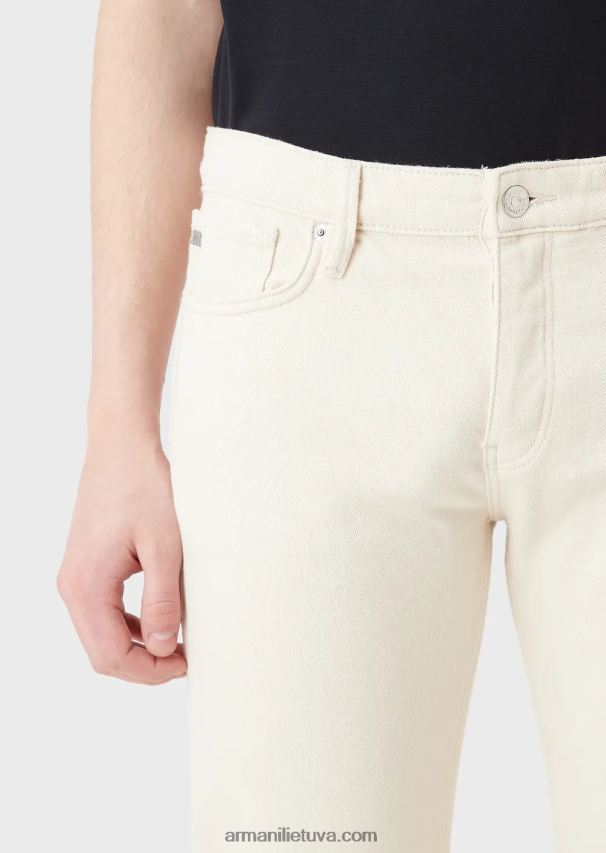 vyrų pieno baltumo Armani j75 ploni, švelniai dažyti džinsiniai džinsai 02482X1172