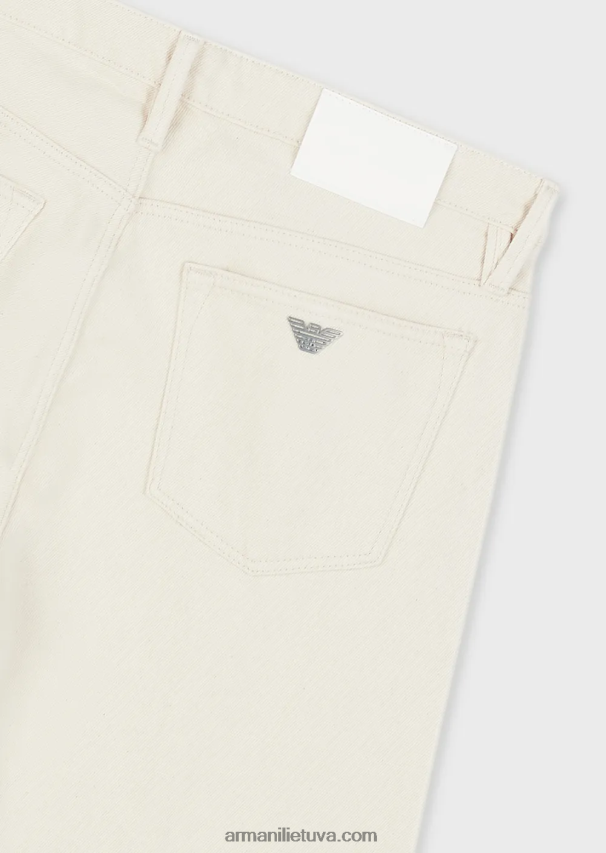 vyrų pieno baltumo Armani j75 ploni, švelniai dažyti džinsiniai džinsai 02482X1172