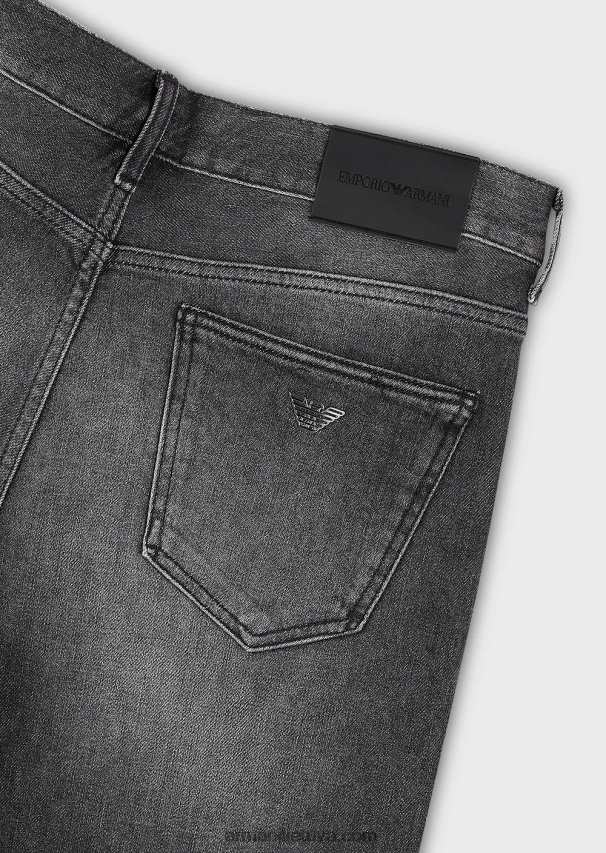 vyrų pilka Armani j16 ploni, akmenimi skalbti vintažinės išvaizdos džinsiniai džinsai 02482X1174