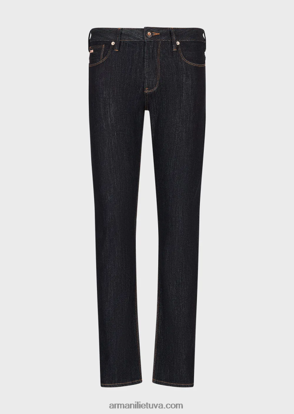 vyrų tamsiai mėlyna Armani j06 ploni, netikro trikotažo džinsai 02482X1161