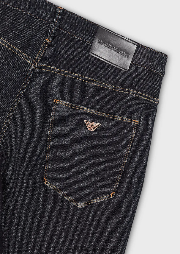 vyrų tamsiai mėlyna Armani j06 ploni, netikro trikotažo džinsai 02482X1161